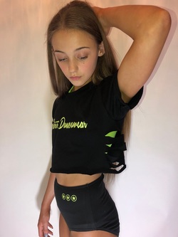 Neon Yellow Slashed Sides Cropped T-Shirt