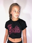 Disco Barbie Cropped T-Shirt in Black